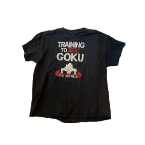 Training to Beat Goku or at Least Krillin Black T-Shirt Mens XL